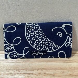 Vera Bradley Dark Blue and White Patterned Checkbook Wallet